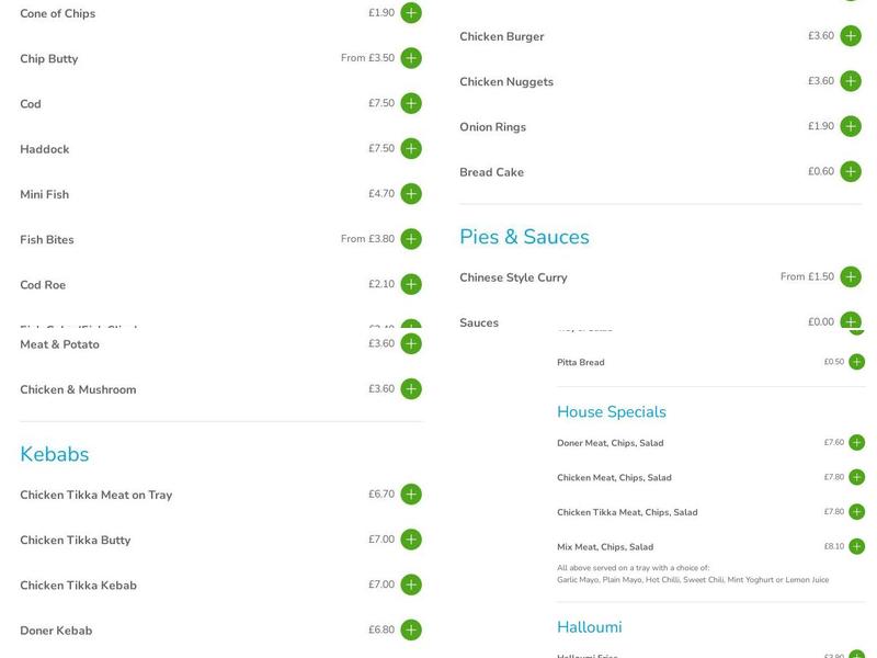 Thorpe Hesley Fish Bar Menu