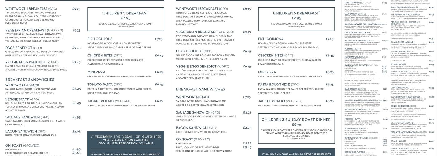The Walled Garden Coffee Shop & Restaurant Menu