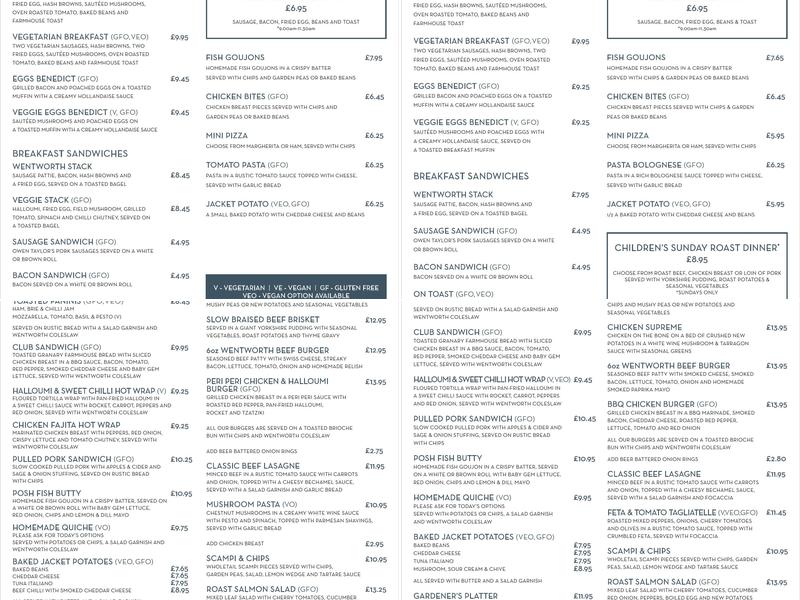 The Walled Garden Coffee Shop & Restaurant Menu
