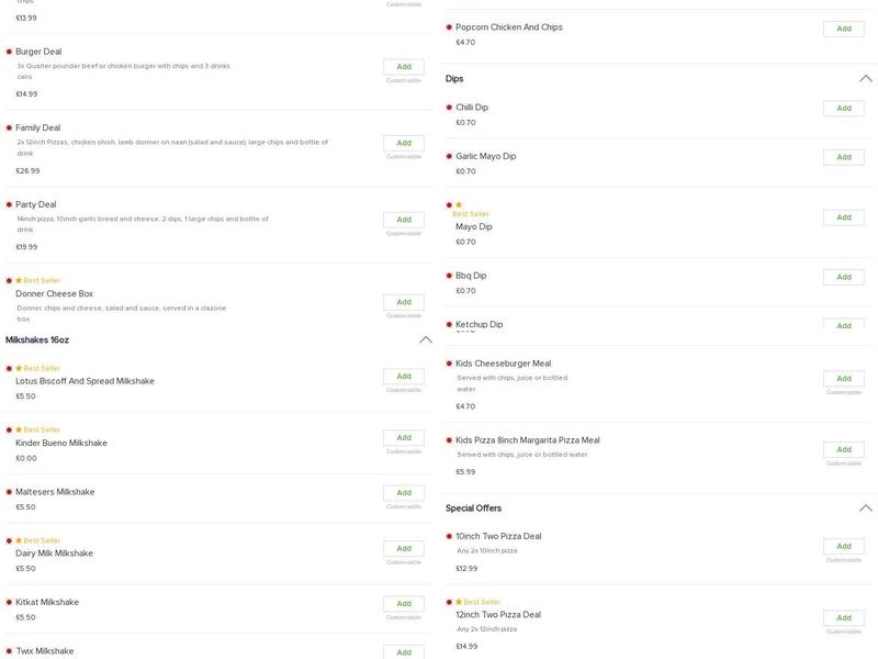 In House Pizza & Grill Menu