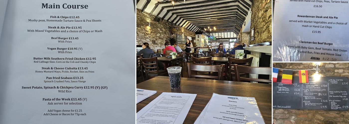 The Clansman Bar Restaurant Menu