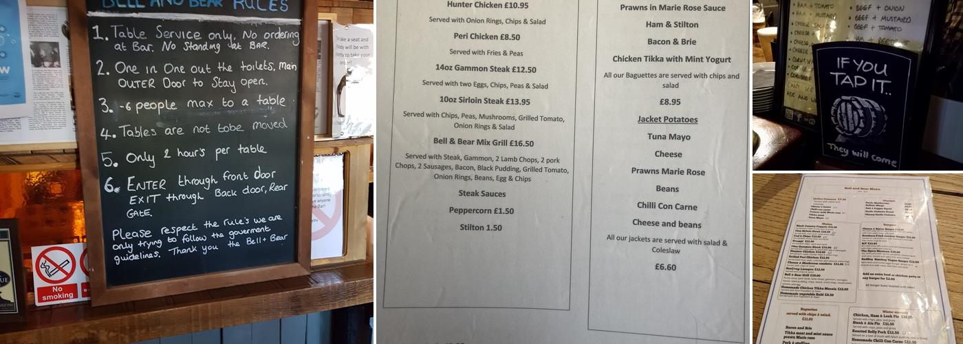 Bell & Bear Inn Menu