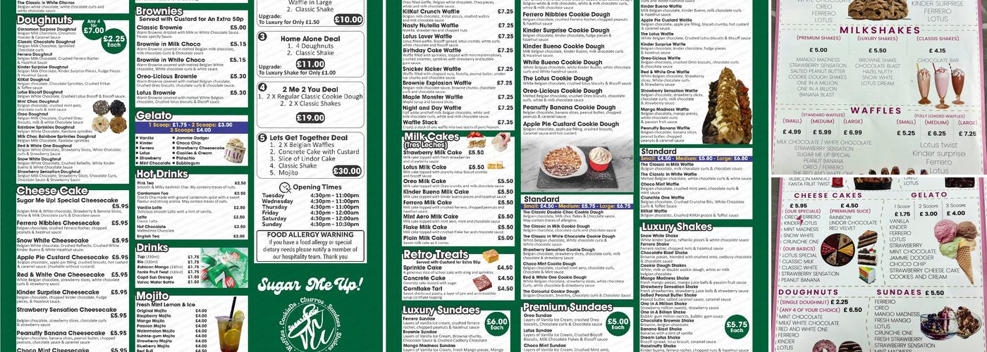 Sugar Me Up! Menu