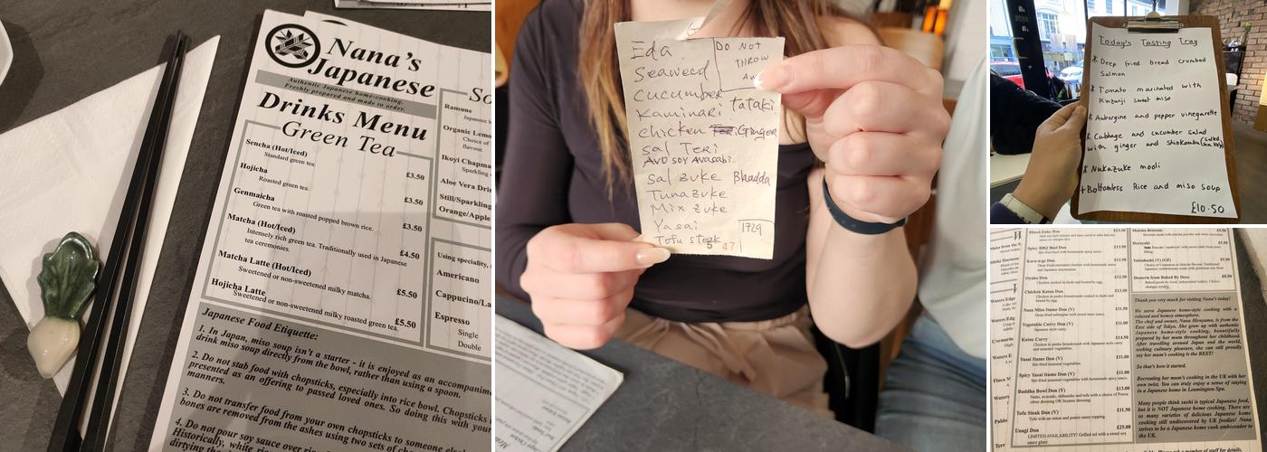 Nana's Japanese Menu