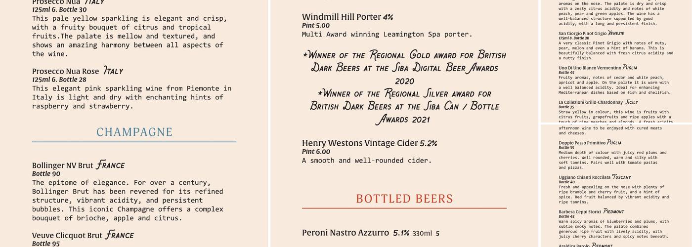 44 - Cafe - Bar - Bistro Menu