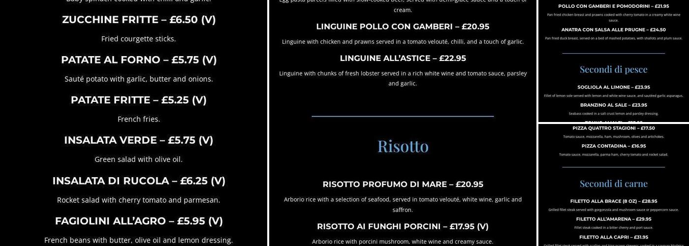 Villa Capri Ristorante Italiano & Cocktail Lounge Menu