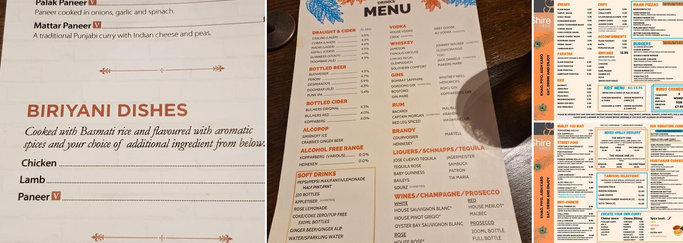 The Shire Grill Menu