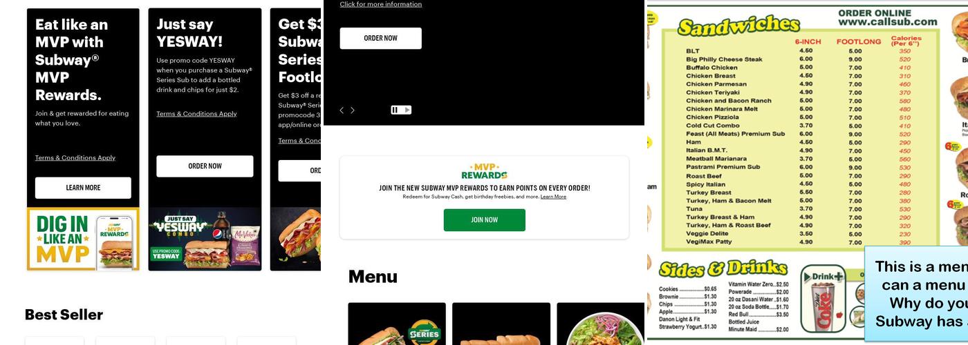 Subway Menu