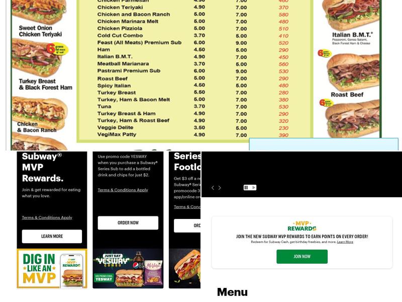 Subway Menu
