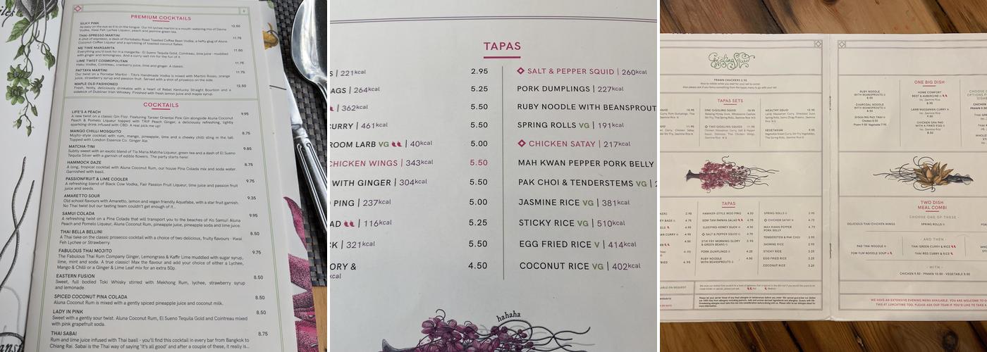 Giggling Squid - Leamington Spa Menu