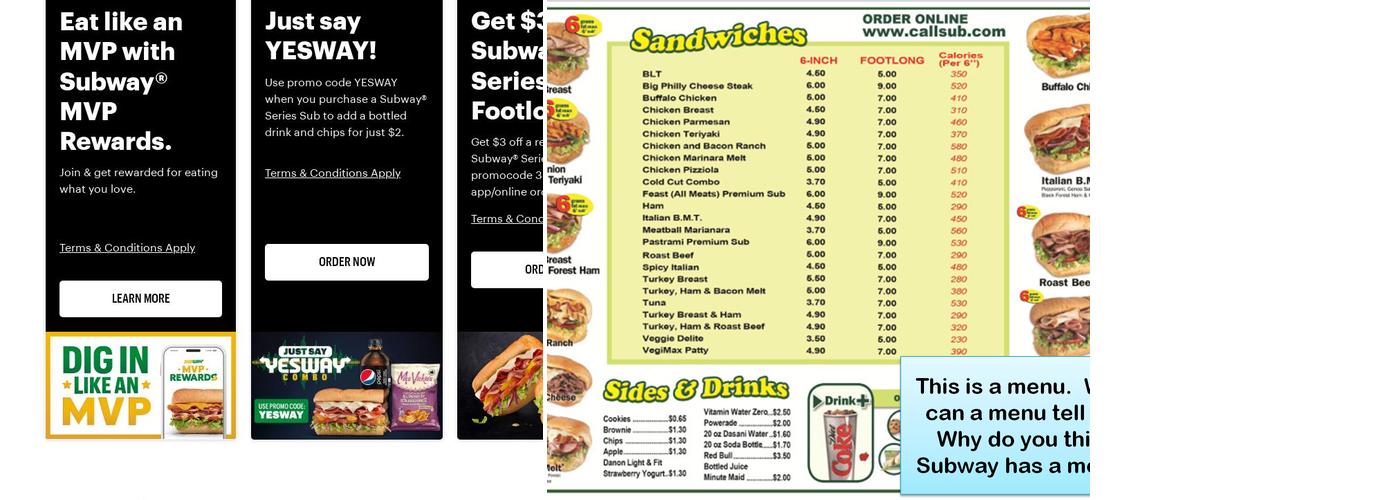 Subway Menu