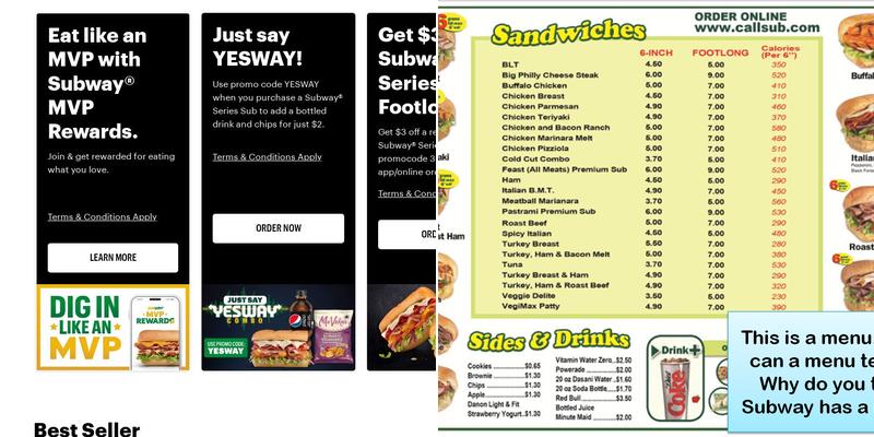 Subway Menu