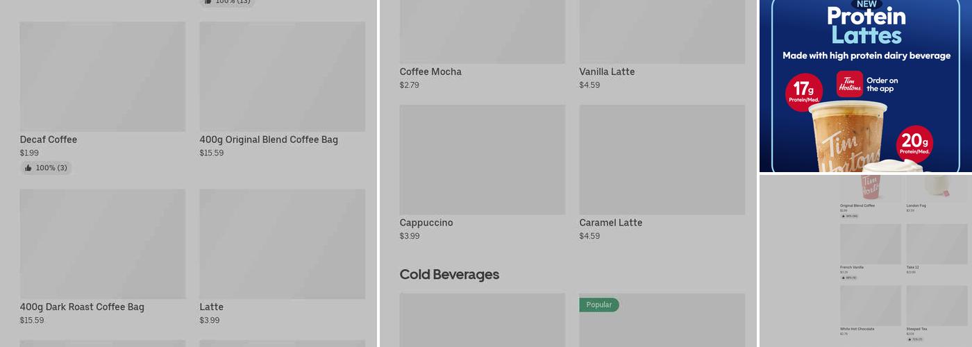 Tim Hortons Menu