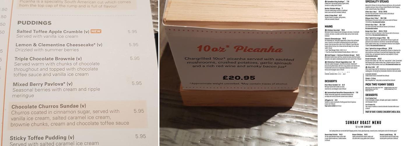 Bar + Block Steakhouse Leamington Spa Menu