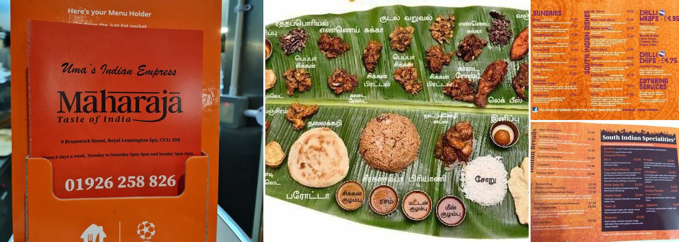 Uma’s Indian Empress T/A Maharaja Menu
