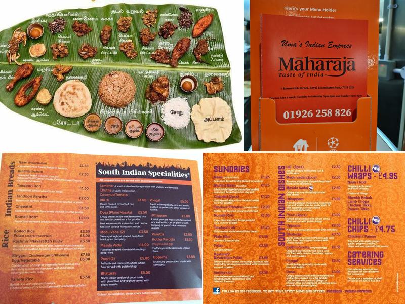 Uma’s Indian Empress T/A Maharaja Menu