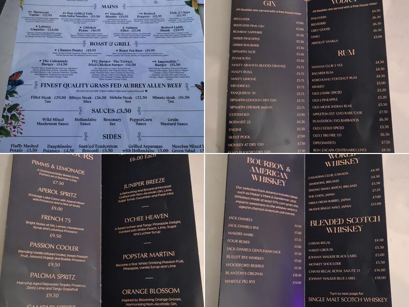 The Terrace | Bar & Restaurant | Leamington Spa Menu