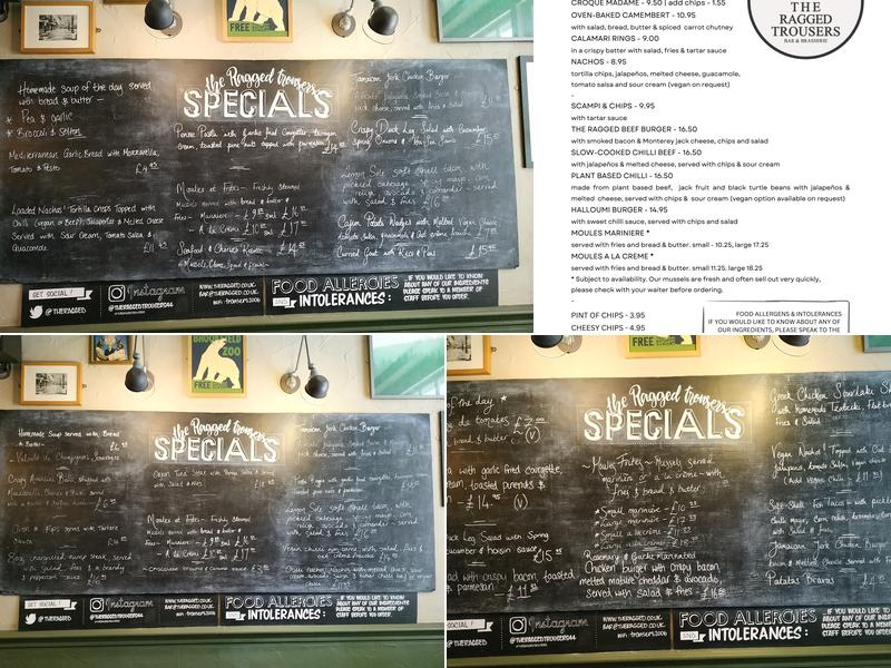 The Ragged Trousers Menu