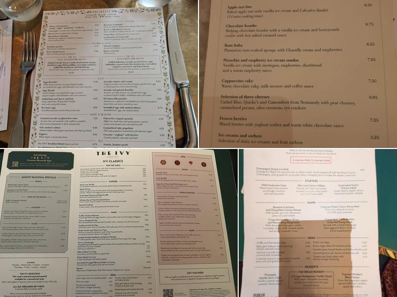 The Ivy Royal Tunbridge Wells Menu