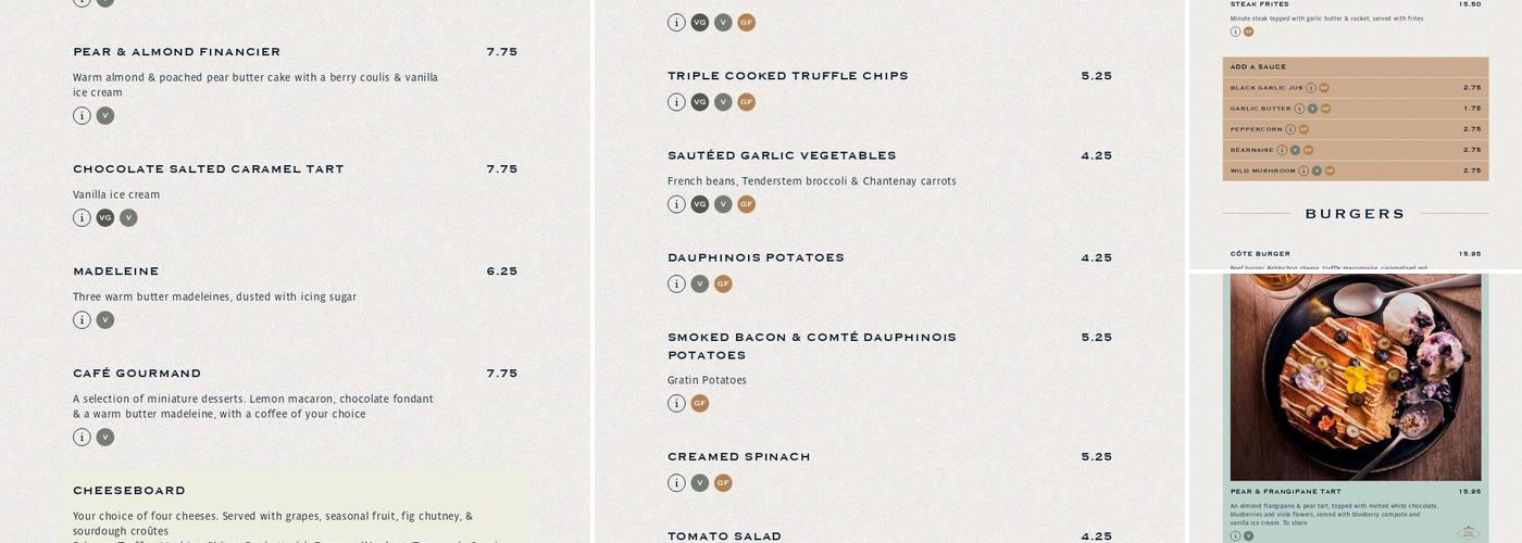 Côte Tunbridge Wells Menu