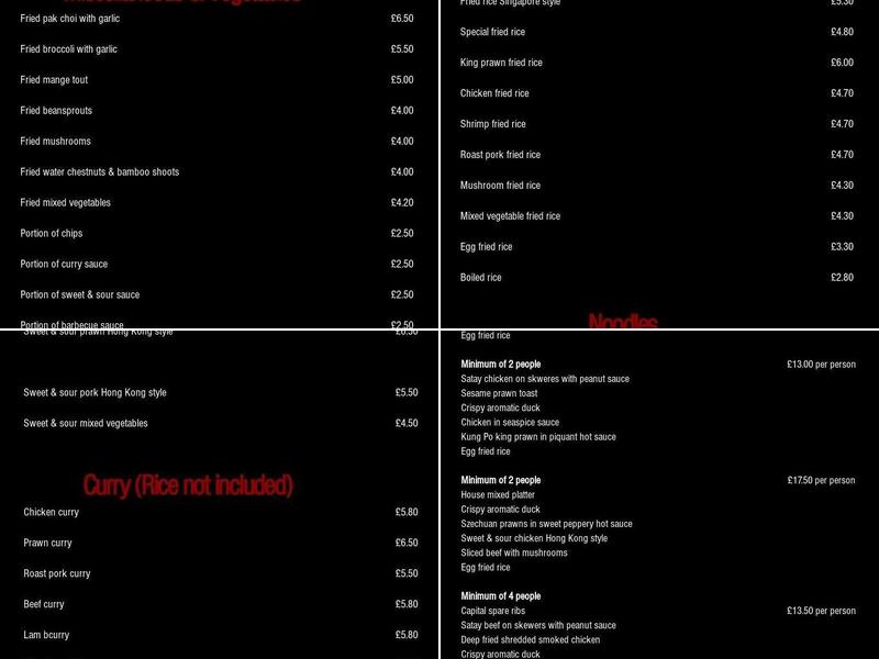 Dragon Tan Chinese Restaurant Menu