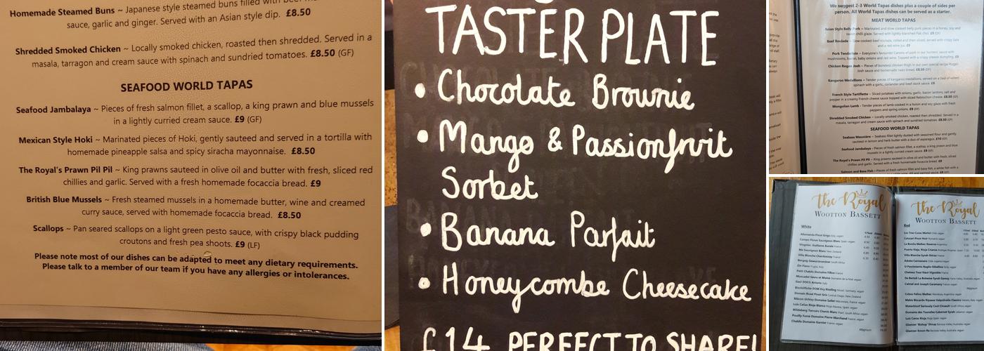 The Royal Wootton Bassett Menu