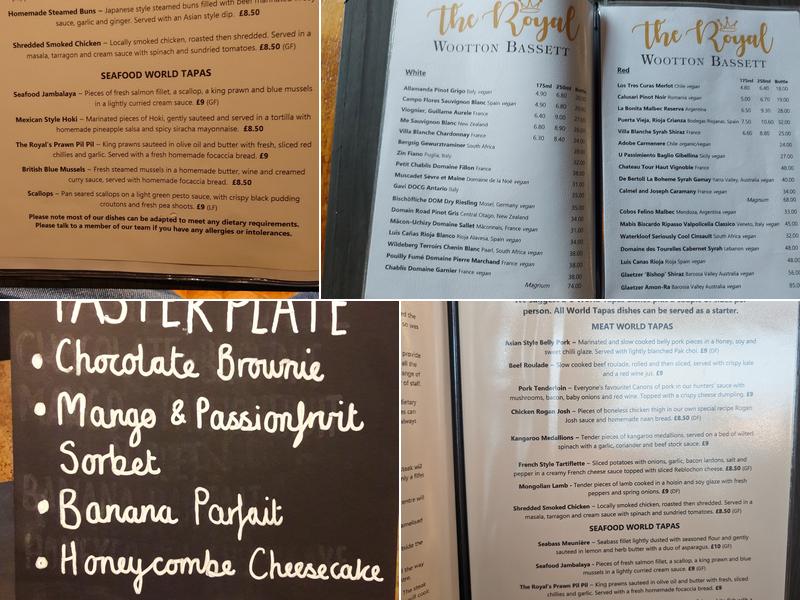 The Royal Wootton Bassett Menu