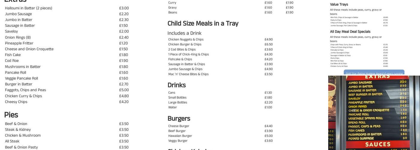 Hillmorton Fish Saloon Menu