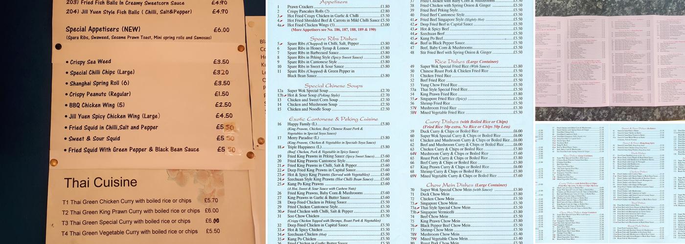 Super Wok Chinese Takeaway Menu