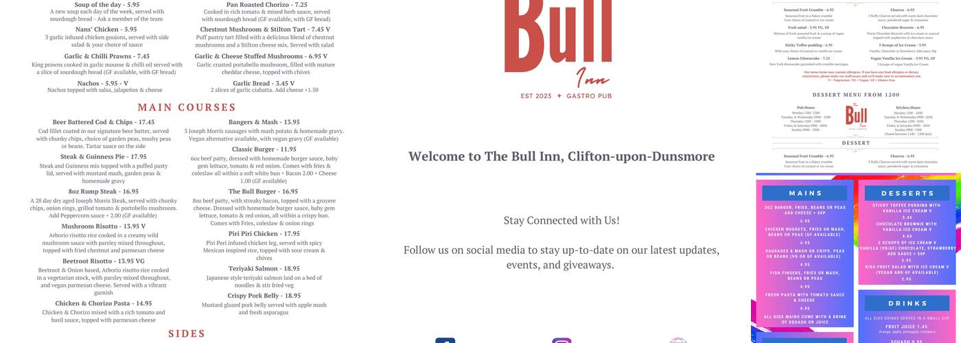 The Bull Inn. Clifton-upon-Dunsmore Menu