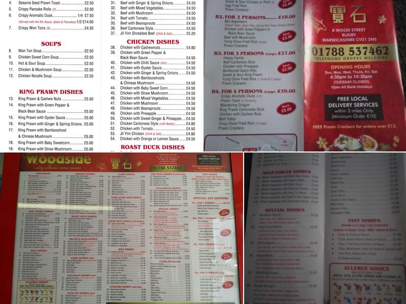 Woodside Cantonese Take-Away Menu