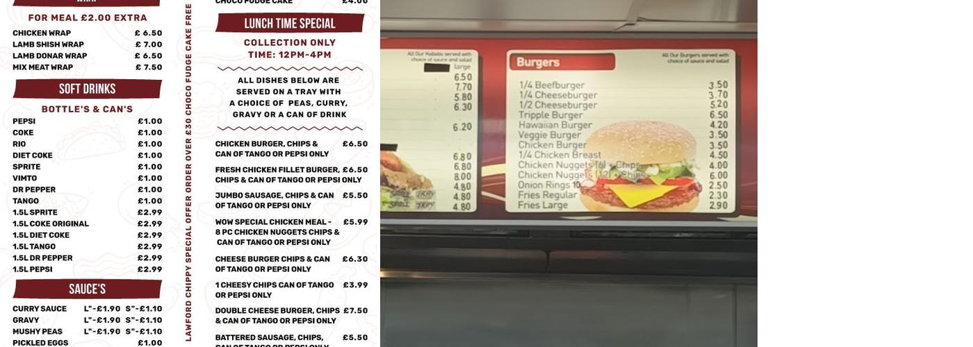 Lawford Chippy Menu