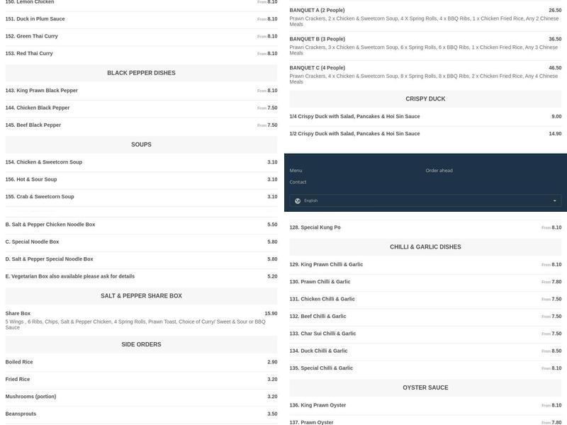 Festival way Fish Bar Menu