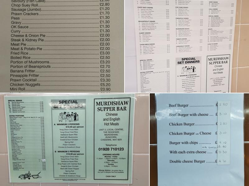 Murdishaw Supper Bar Menu