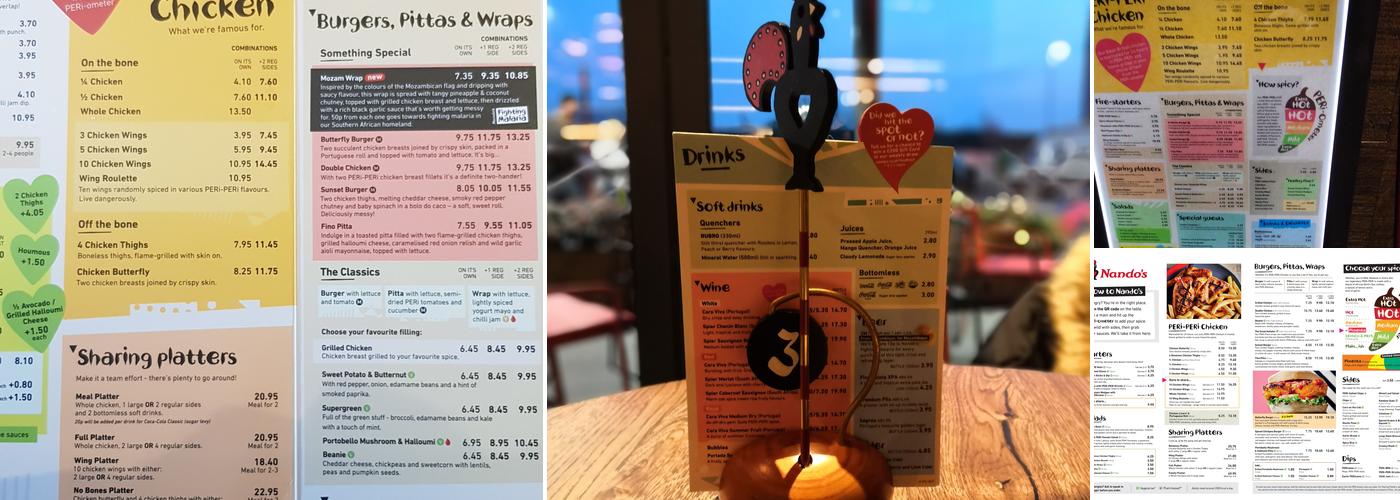 Nando's Rushden Lakes Menu