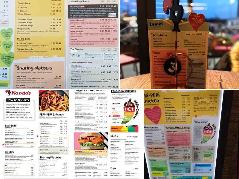 Nando's Rushden Lakes Menu