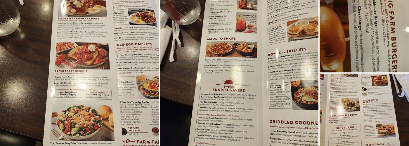 Bob Evans Menu