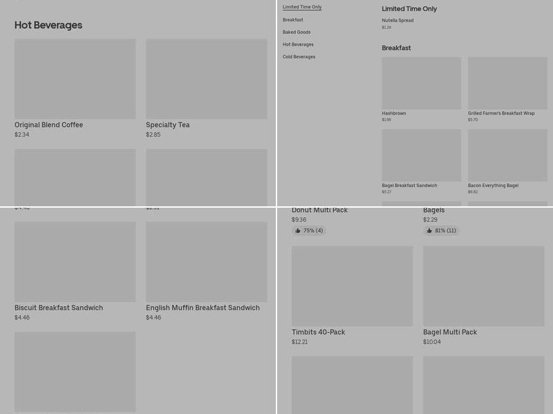 Tim Hortons Menu