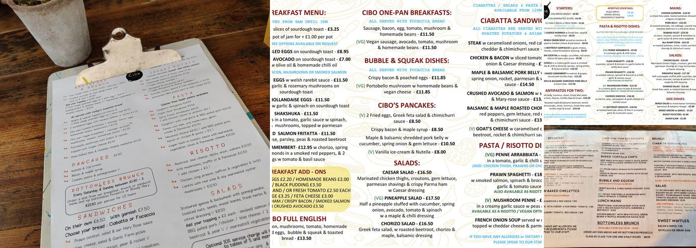 Cibo Menu