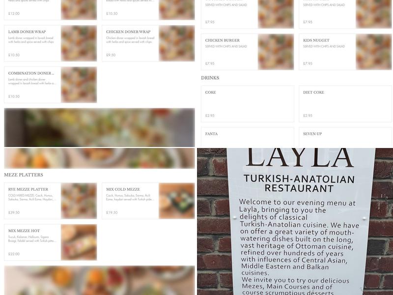 Layla Mezze Grill Menu