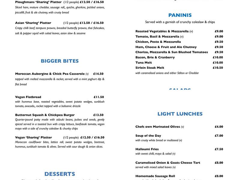 The Old English Gentleman Menu