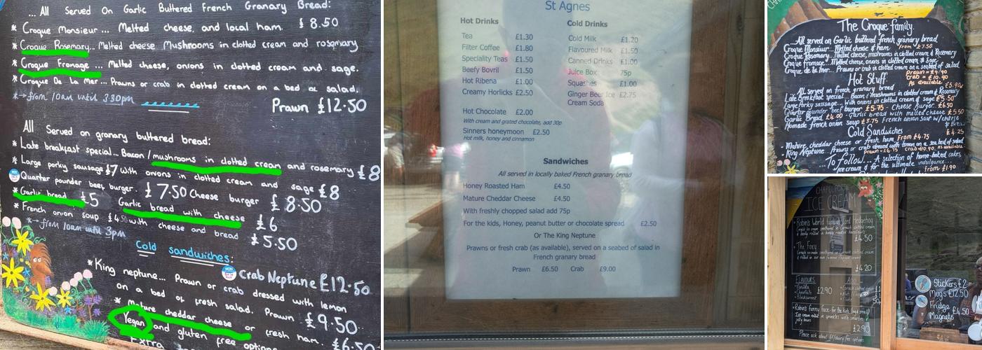 Chapel Porth Beach Cafe Menu