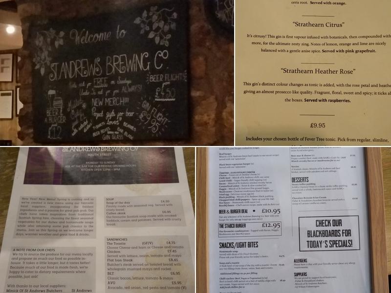 St Andrews Brewing Co. South St Menu
