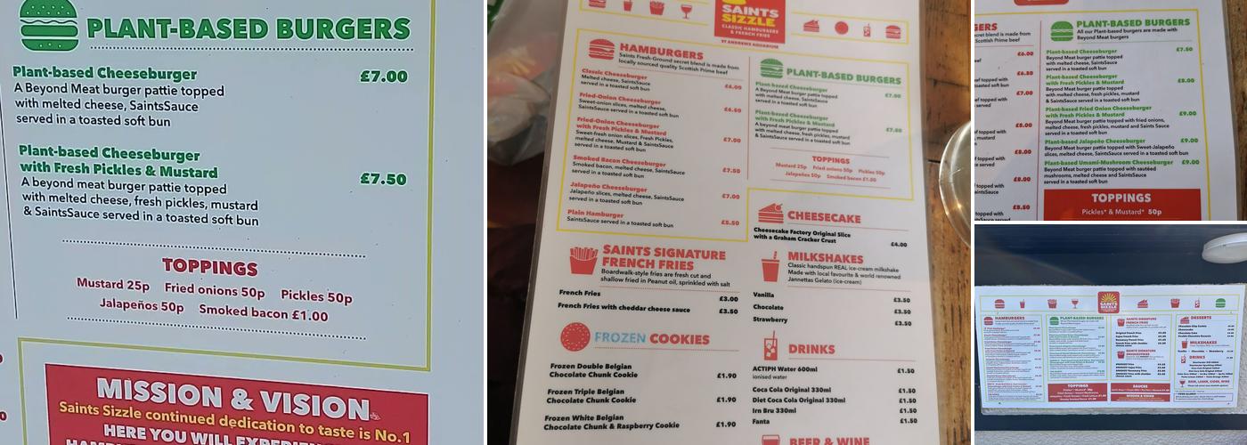 Saints Sizzle Classic Hamburgers & French Fries Menu