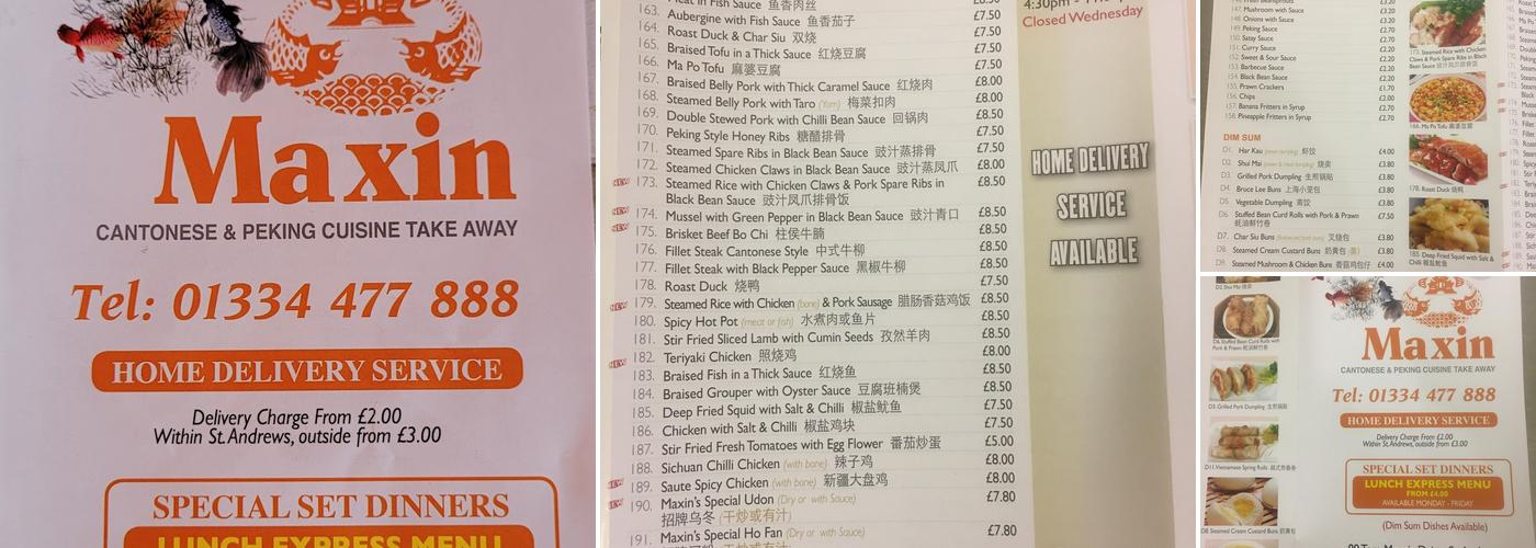 Maxin Chinese Takeaway Menu