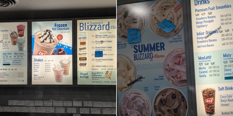 Dairy Queen Store Menu