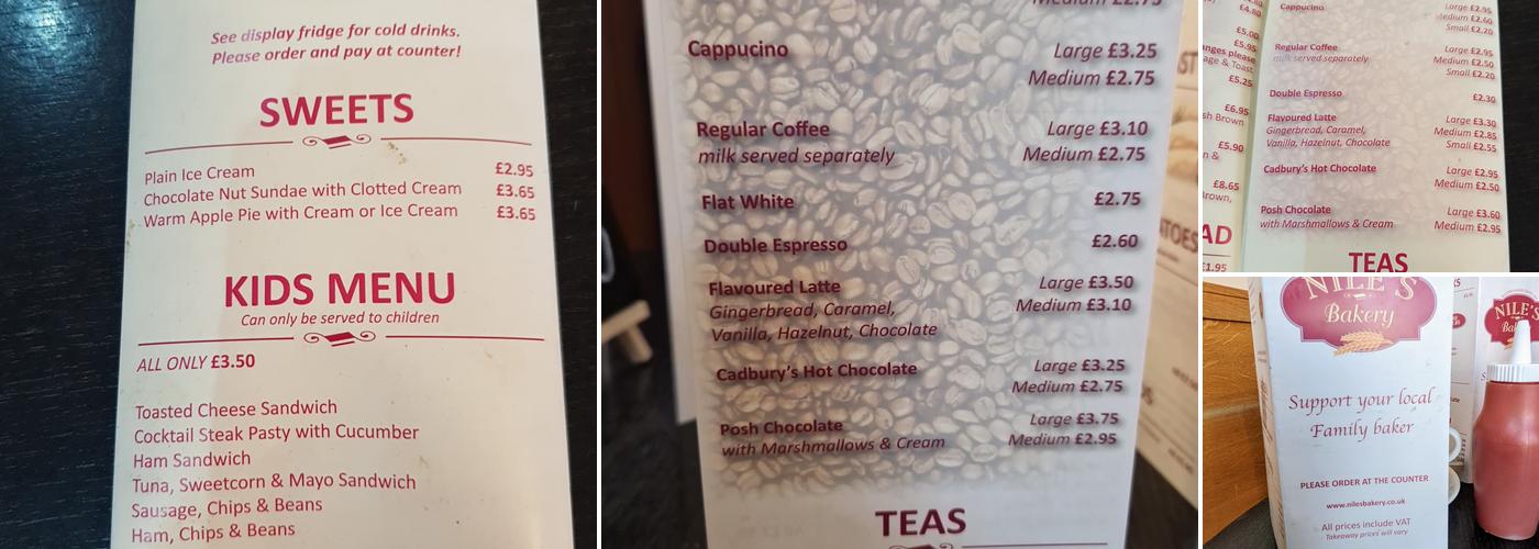 Nile's Bakery & Cafe Menu