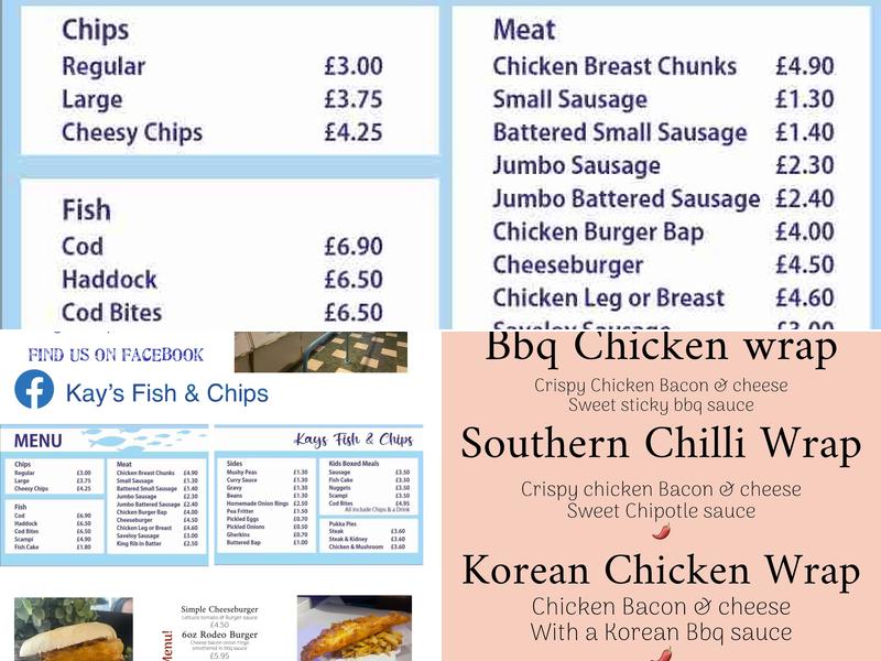 Kays Fish & Chips Menu