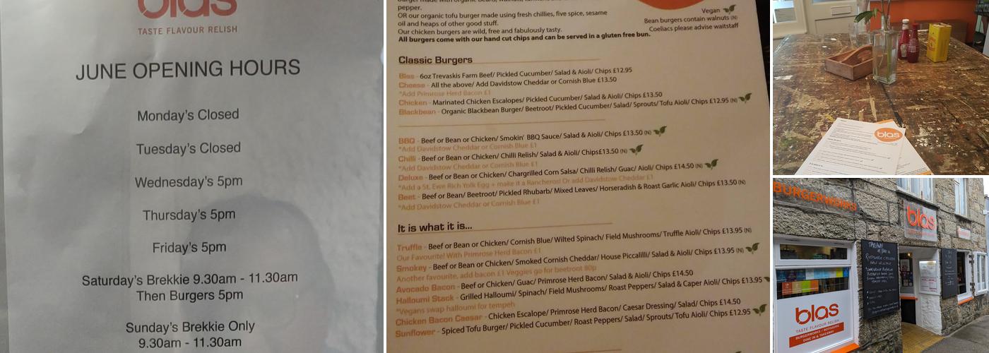 Blas Burgerworks Menu