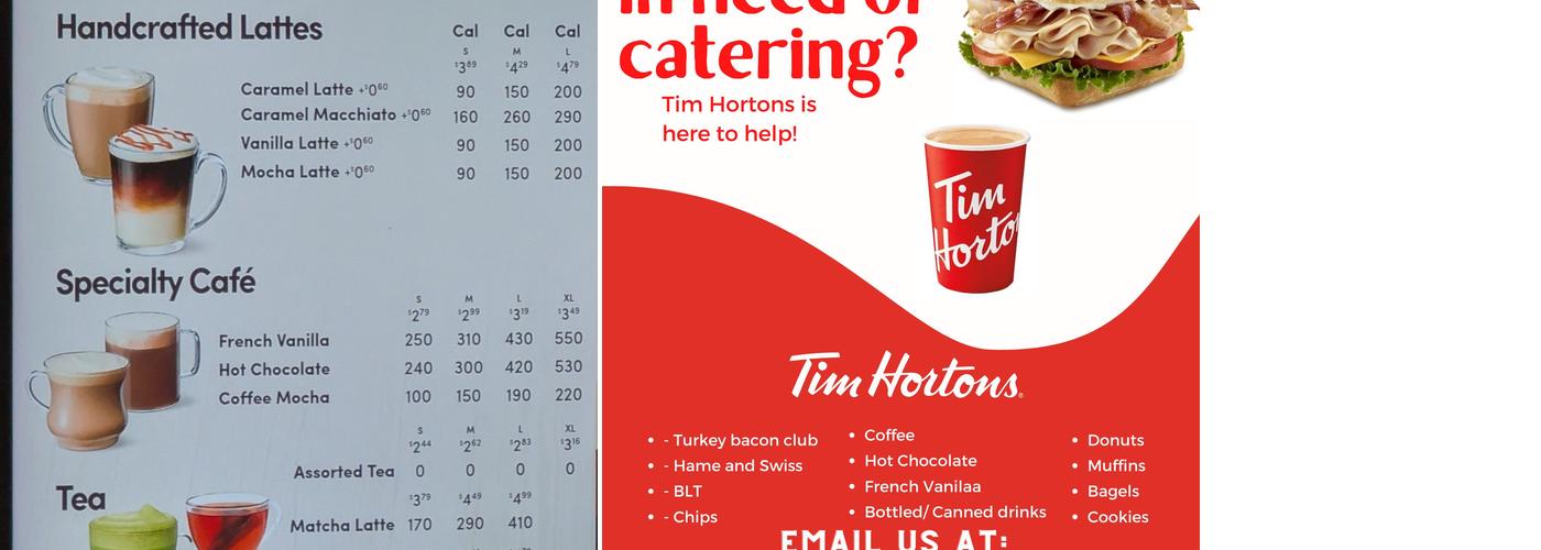 Tim Hortons Menu